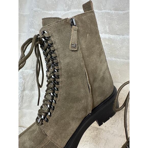 Sam Edelman sz 9 Lovrin Boot Suede Washed Stone Lug Sole Chunky Combat Festival - Picture 3 of 5